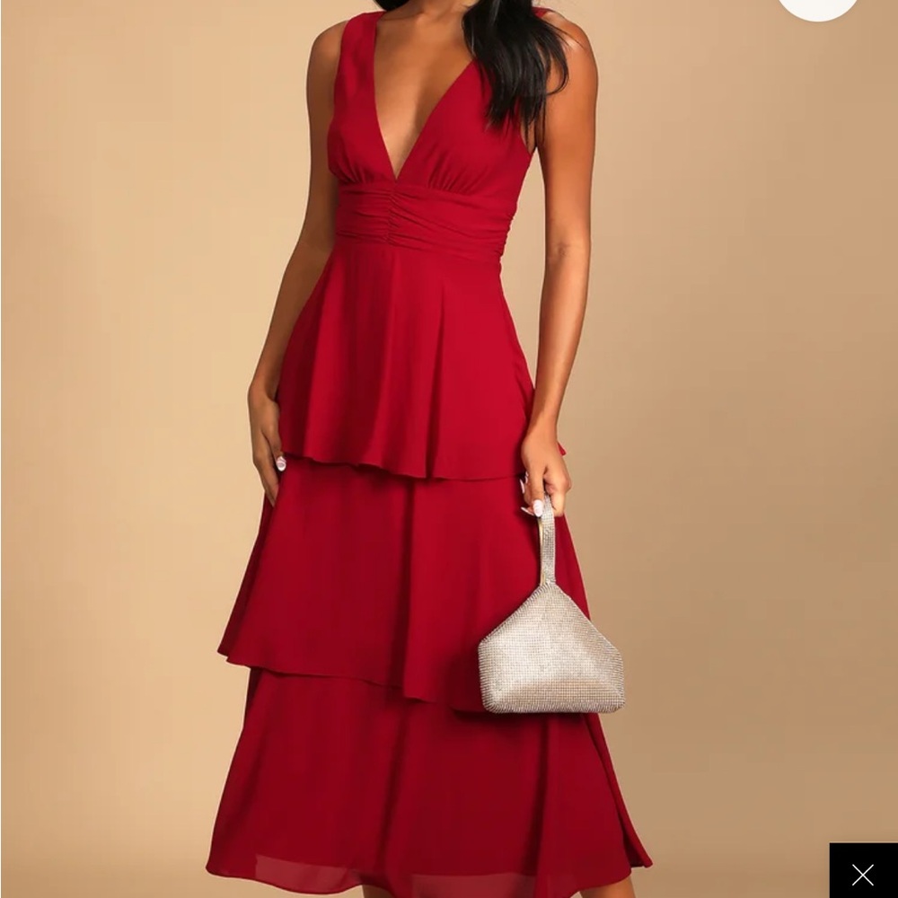 Lulu's Celebration Time Red Sleeveless Tiered Dress